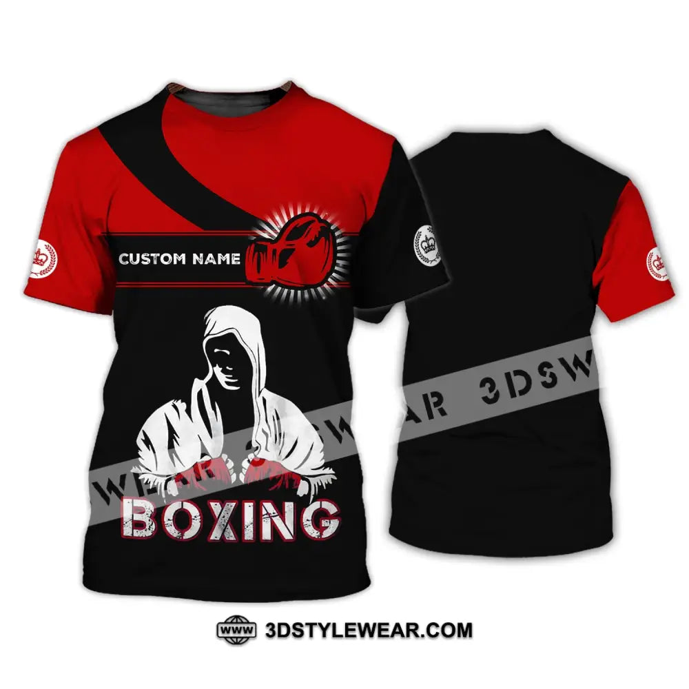 Unisex Shirt - Custom Name Boxing Gift For Player Black And Red T-Shirt / S T-Shirt