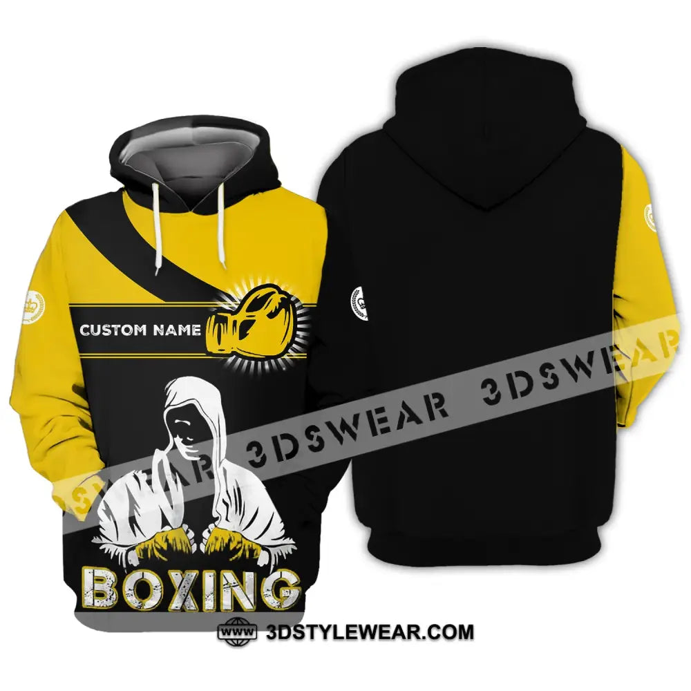 Unisex Shirt - Custom Name Boxing Gift For Player Black And Yellow Hoodie / S T-Shirt