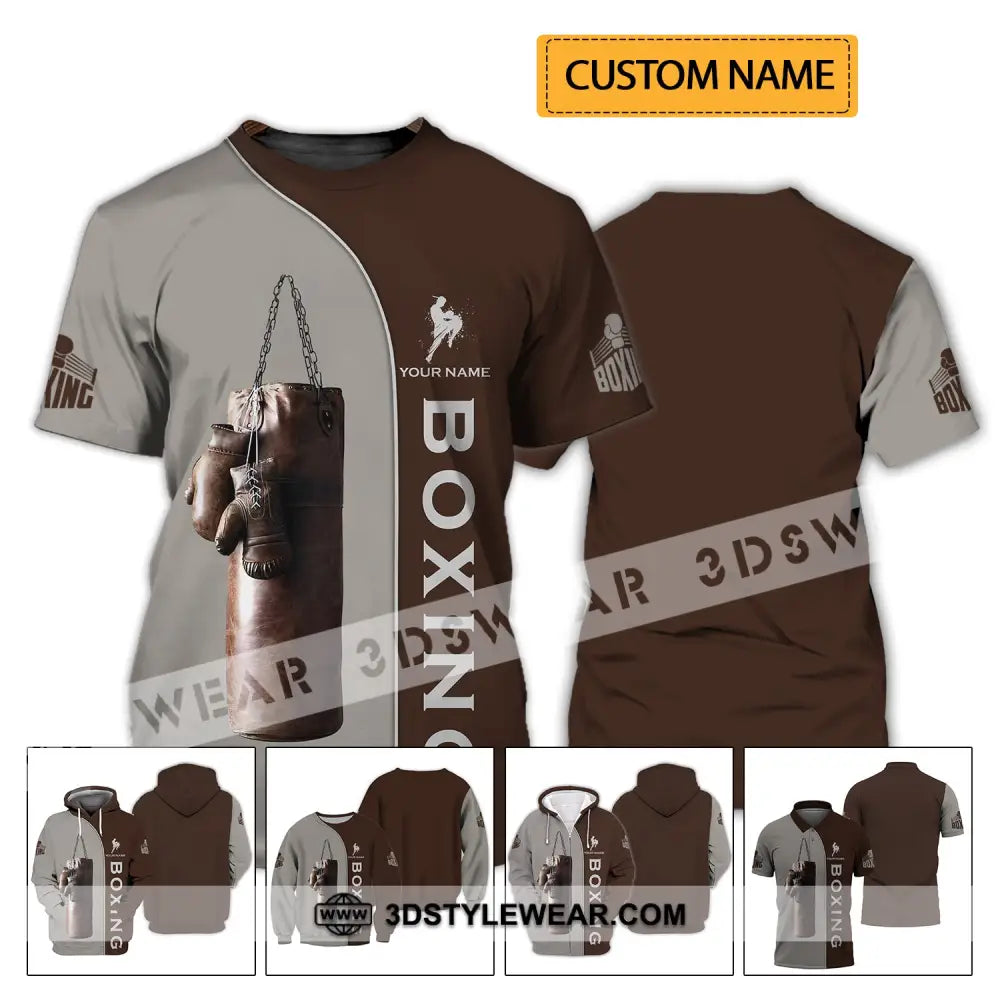 Unisex Shirt - Custom Name Boxing Gift For Player Retro Love Gloves T-Shirt