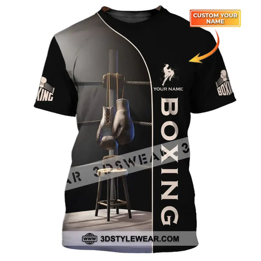 Unisex Shirt - Custom Name Boxing Gift For Player Vintage Corner And Hung Up Gloves T-Shirt