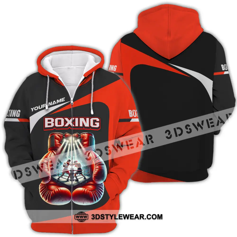 Unisex Shirt - Custom Name Boxing Gloves Zipper Hoodie / S T-Shirt