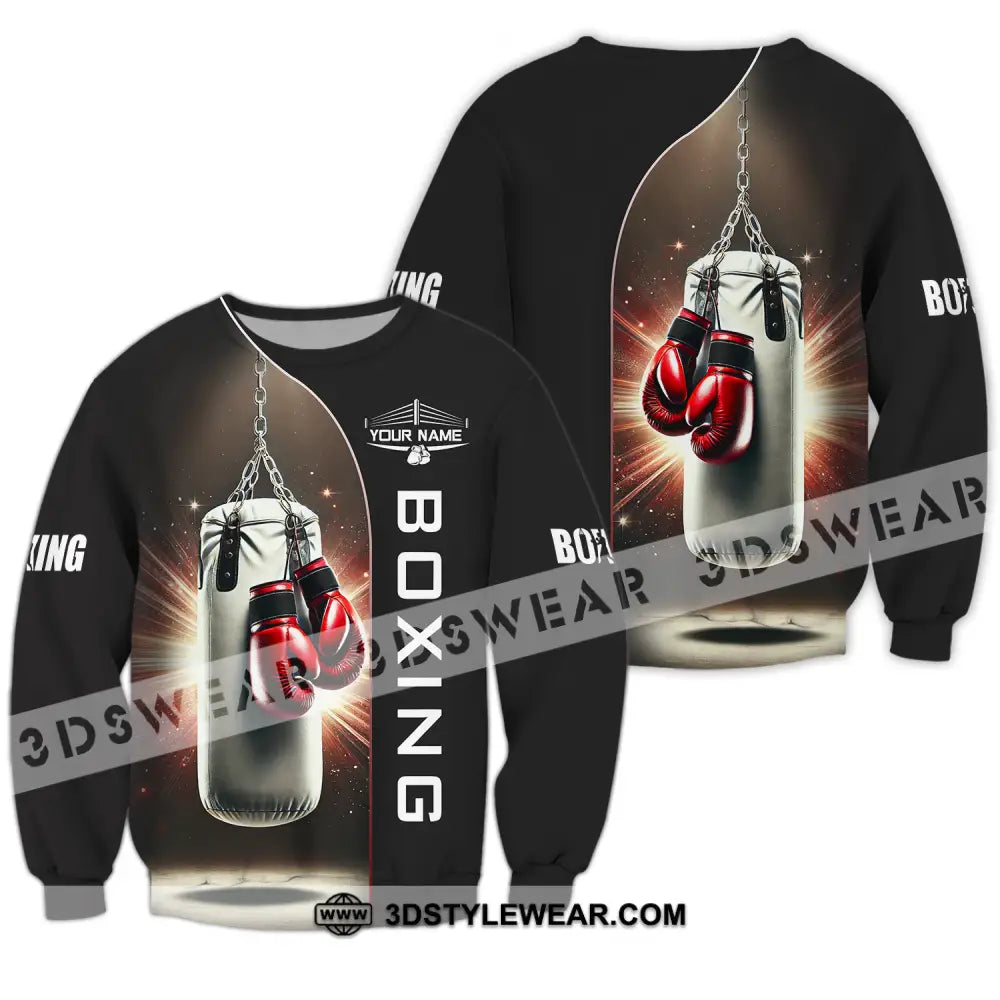 Unisex Shirt - Custom Name Boxing Lover Gloves Long Sleeve / S T-Shirt