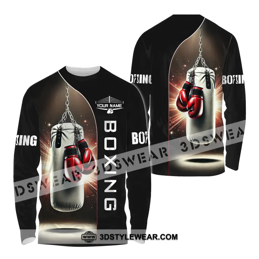 Unisex Shirt - Custom Name Boxing Lover Gloves Long Sleeve / S T-Shirt