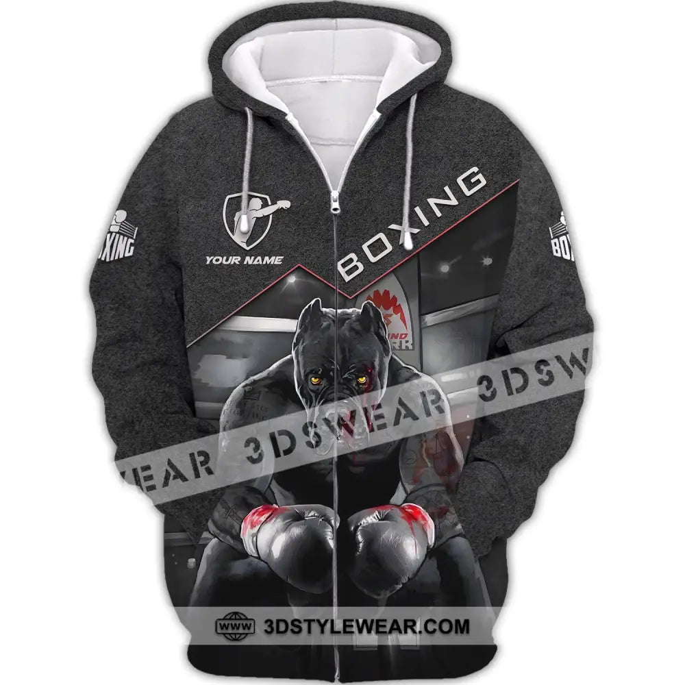 Unisex Shirt - Custom Name Boxing Pitbull Kick Lover Zipper Hoodie / S T-Shirt