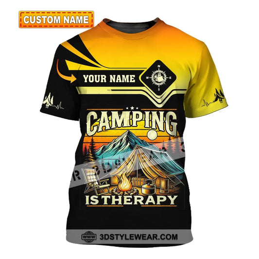 Unisex Shirt Custom Name Camping Is Therapy Hoodie Polo T-Shirt