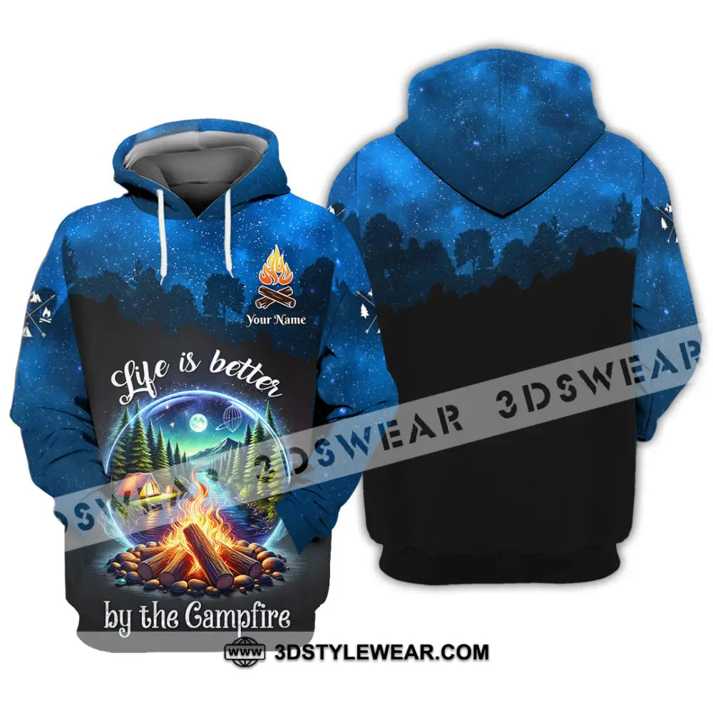 Unisex Shirt Custom Name Camping Polo Long Sleeve Campfire T-Shirt Hoodie / S T-Shirt