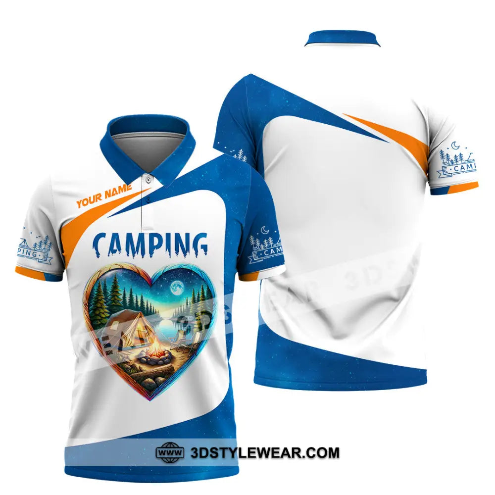Unisex Shirt Custom Name Camping Polo Long Sleeve Love T-Shirt / S T-Shirt