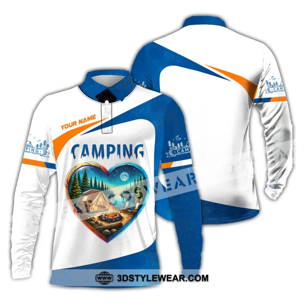 Unisex Shirt Custom Name Camping Polo Long Sleeve Love T-Shirt / S T-Shirt