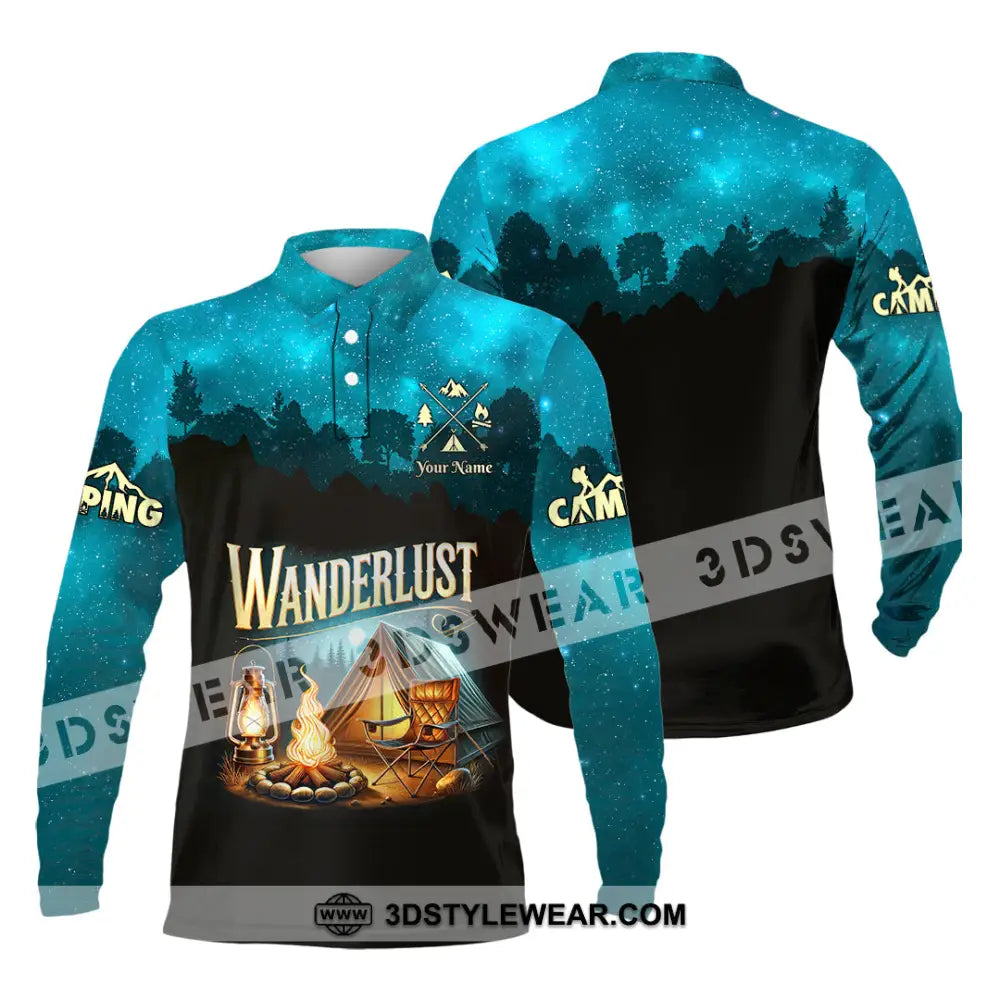 Unisex Shirt Custom Name Camping Wanderlust Polo Long Sleeve Love T-Shirt / S T-Shirt