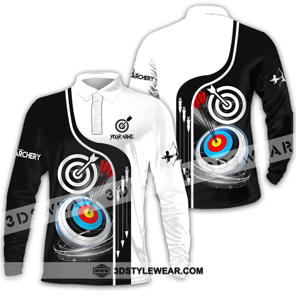 Unisex Shirt - Custom Name Color Sport Archery Classic Long Sleeve Polo / S T-Shirt