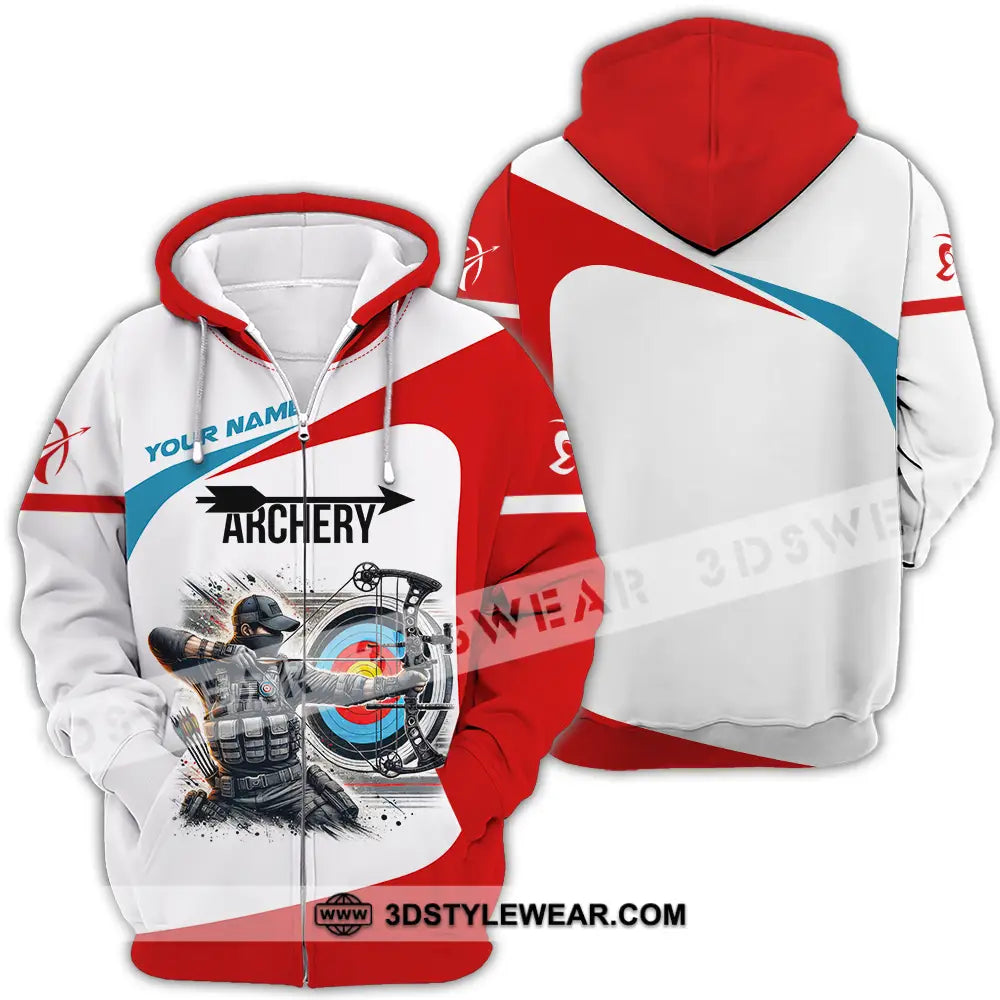 Unisex Shirt - Custom Name Color Sport Archery Lover Zipper Hoodie / S T-Shirt