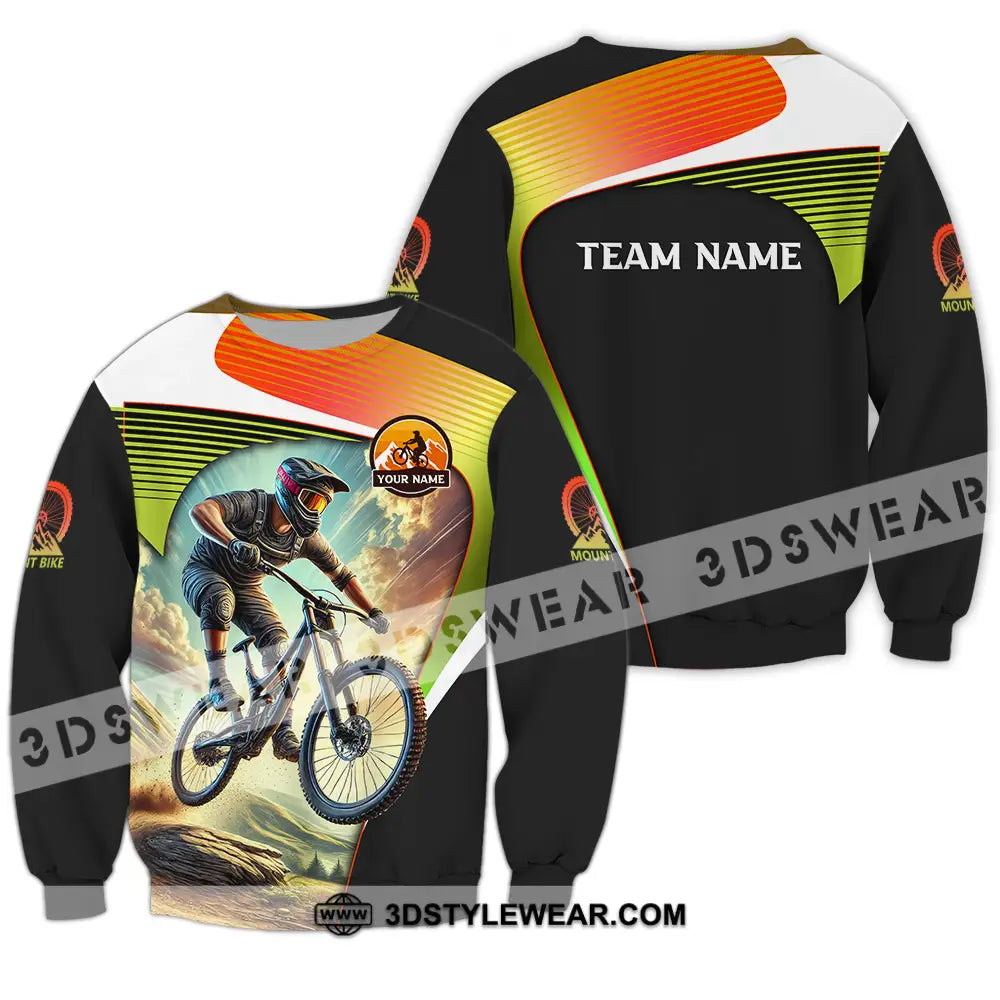 Unisex Shirt - Custom Name Cool Mountain Bike Long Sleeve / S T-Shirt