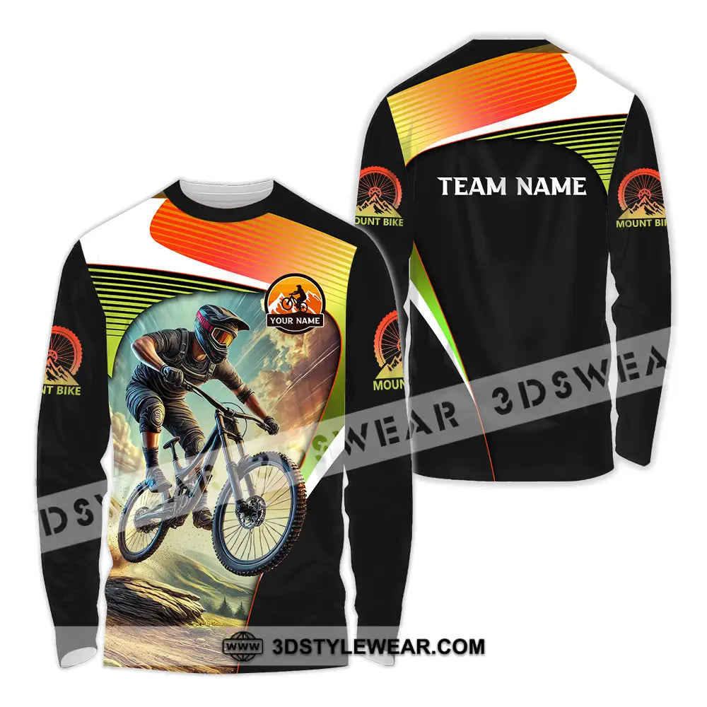 Unisex Shirt - Custom Name Cool Mountain Bike Long Sleeve / S T-Shirt