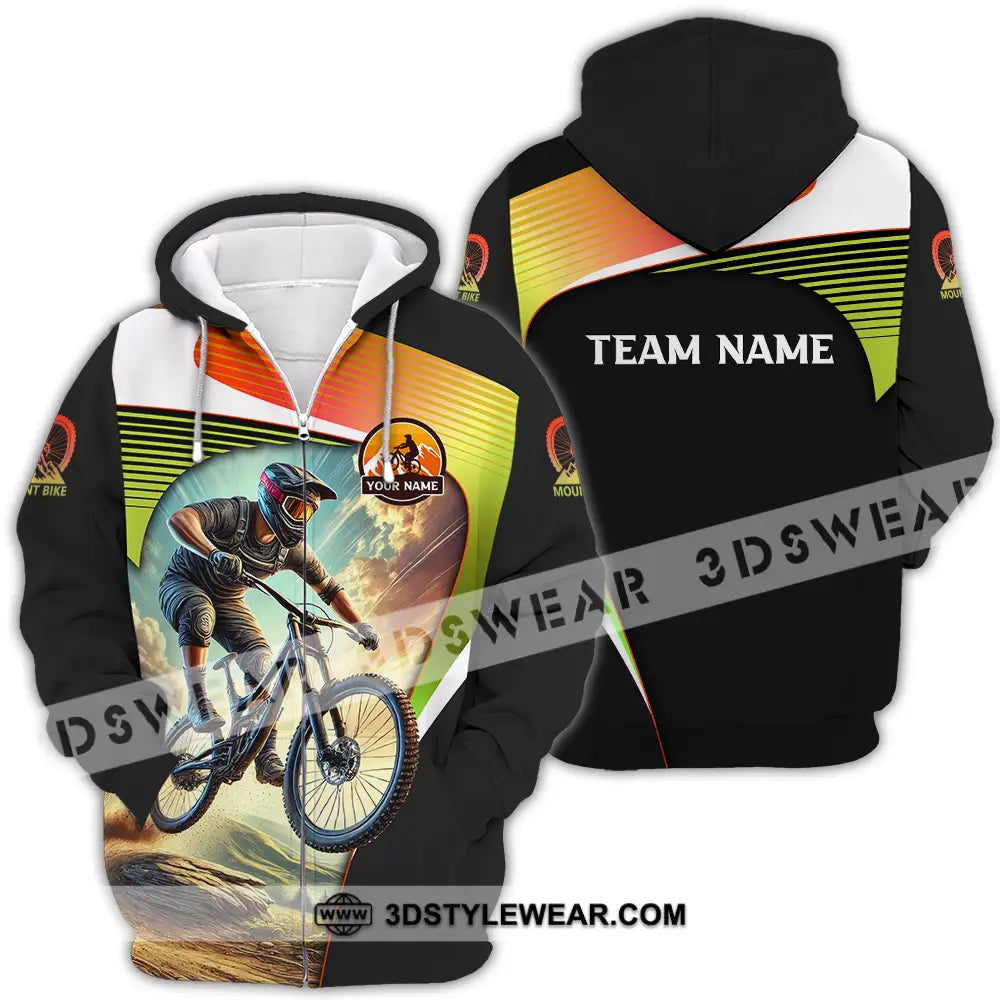 Unisex Shirt - Custom Name Cool Mountain Bike Zipper Hoodie / S T-Shirt