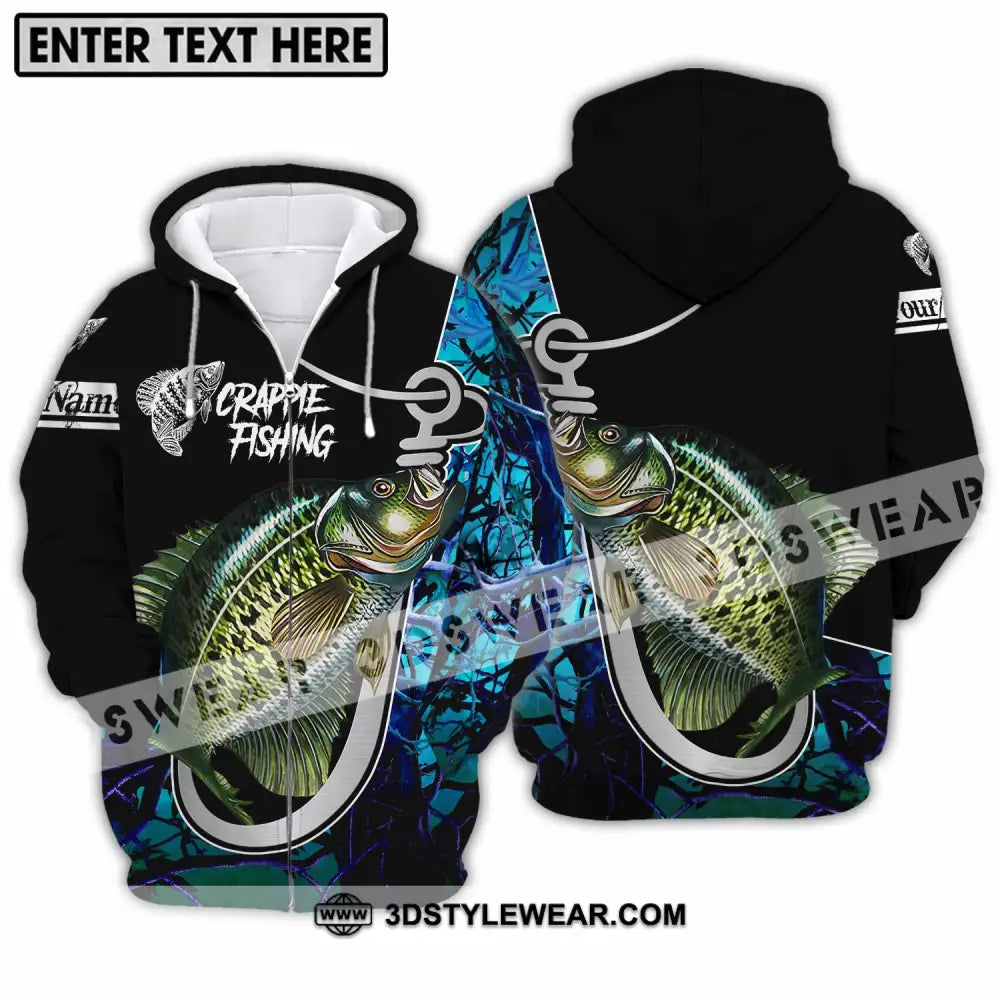 Unisex Shirt - Custom Name Crappie Fishing Zipper Hoodie / S T-Shirt