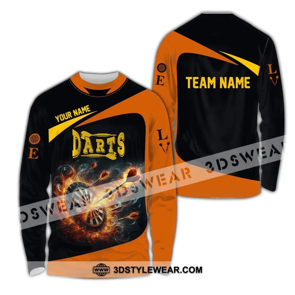 Unisex Shirt Custom Name Dart Darts T-Shirt Gift For Lover Gamer Long Sleeve / S T-Shirt