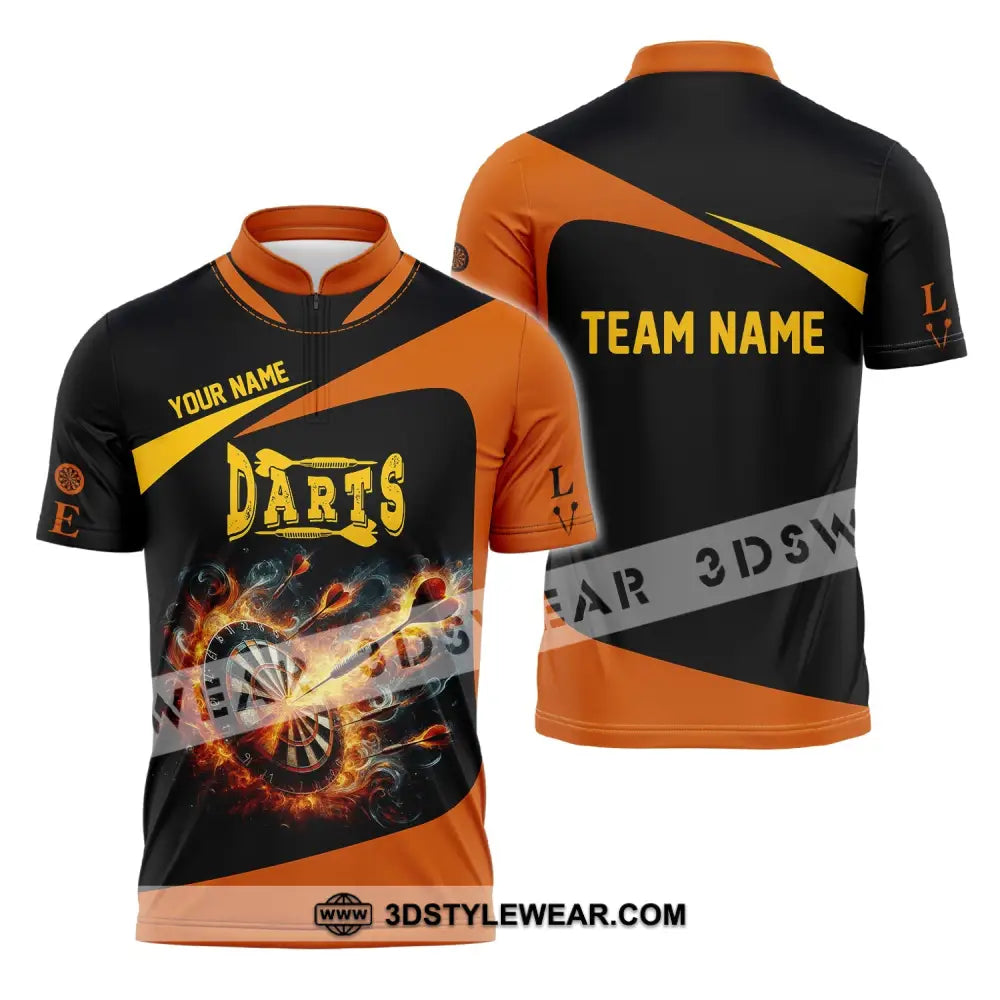 Unisex Shirt Custom Name Dart Darts T-Shirt Gift For Lover Gamer Zipper Polo / S T-Shirt