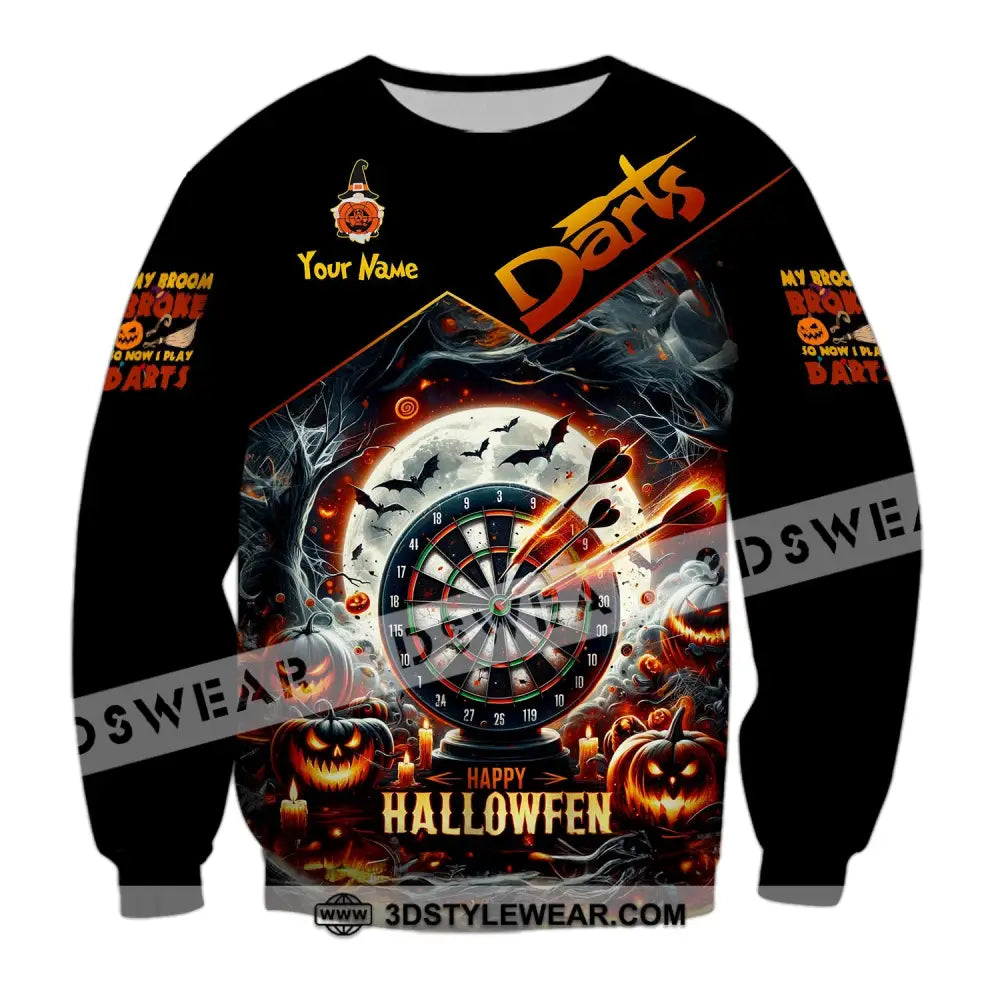 Unisex Shirt Custom Name Dart Halloween Darts T-Shirt Gift For Lover Gamer Long Sleeve / S T-Shirt