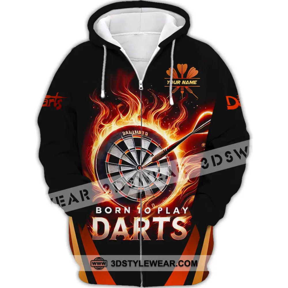 Unisex Shirt Custom Name Dart Love Hoodie Polo Long Sleeve Gift For Player Zipper / S T-Shirt