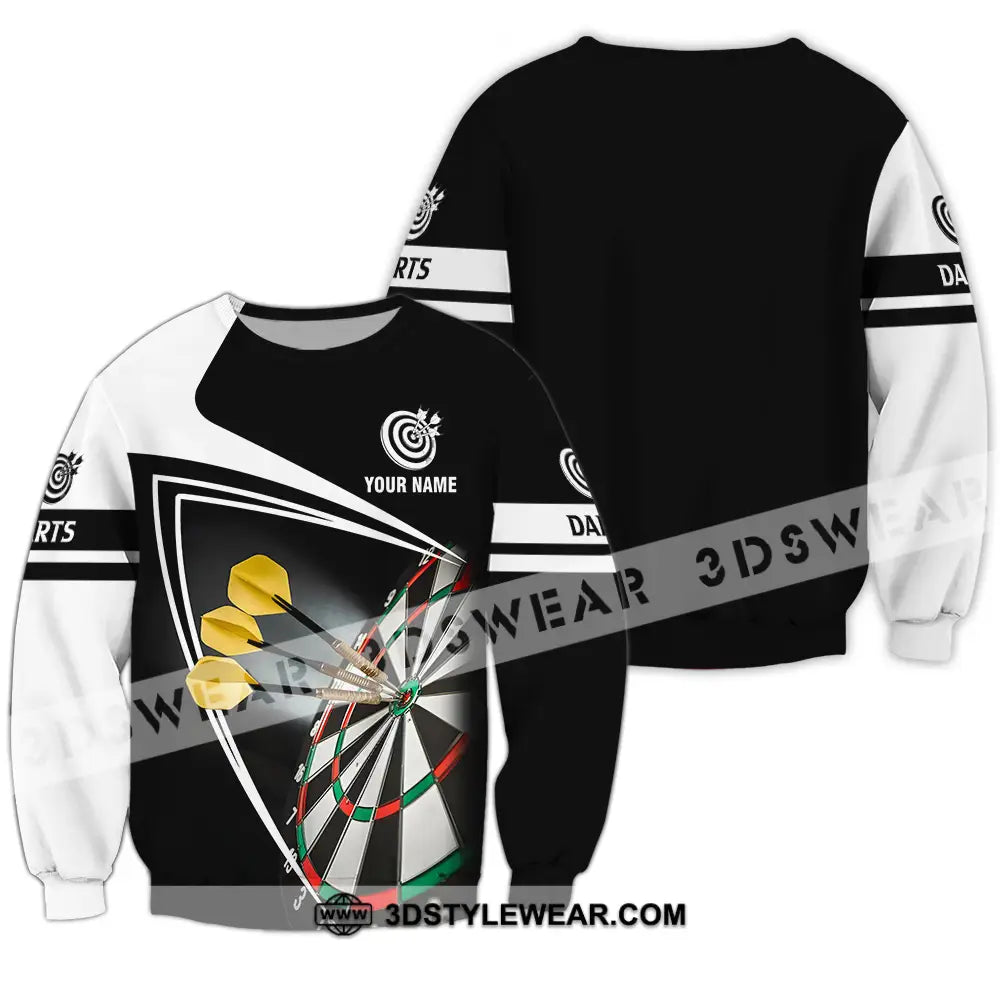 Unisex Shirt - Custom Name Darts Black And White Long Sleeve / S T-Shirt