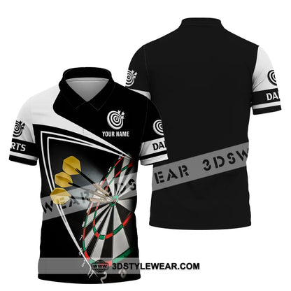 Unisex Shirt - Custom Name Darts Black And White Polo / S T-Shirt