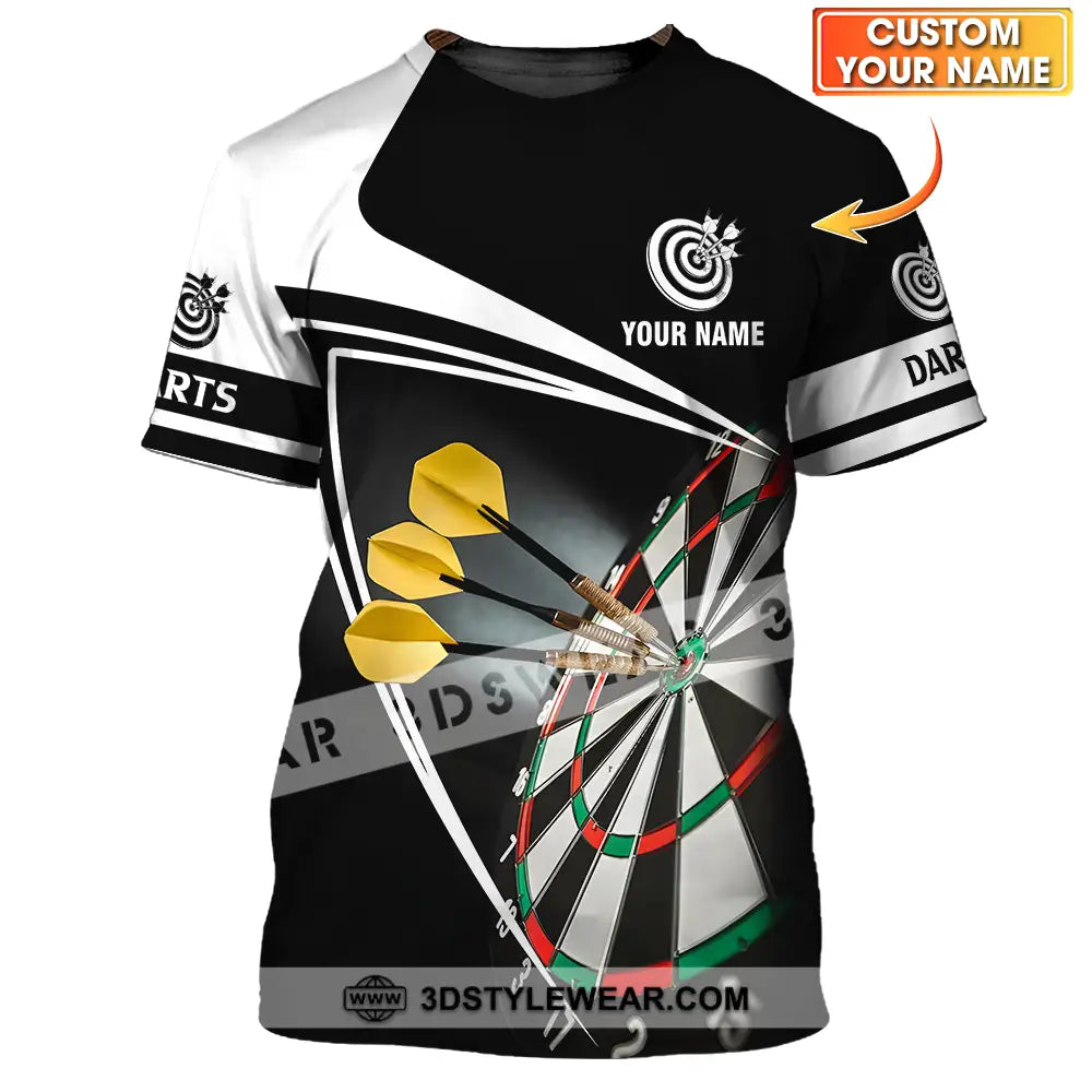 Unisex Shirt - Custom Name Darts Black And White T-Shirt