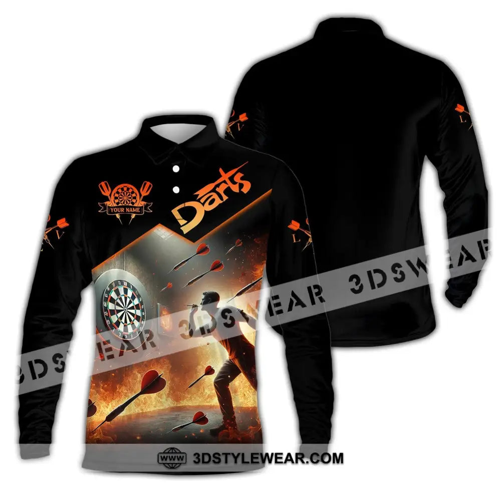 Unisex Shirt Custom Name Darts Dart Player T-Shirt Long Sleeve Polo / S