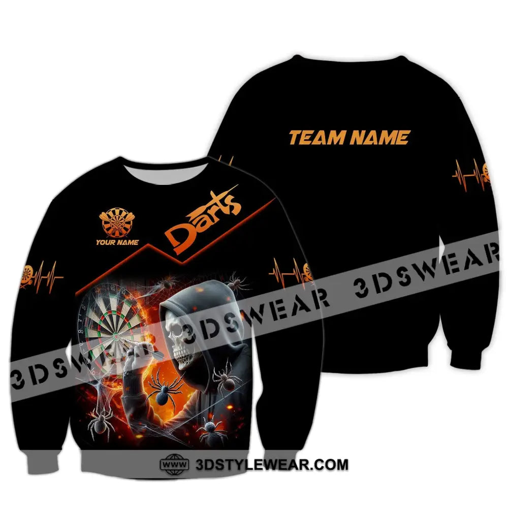 Unisex Shirt Custom Name Darts Dart Player T-Shirt Long Sleeve Polo / S