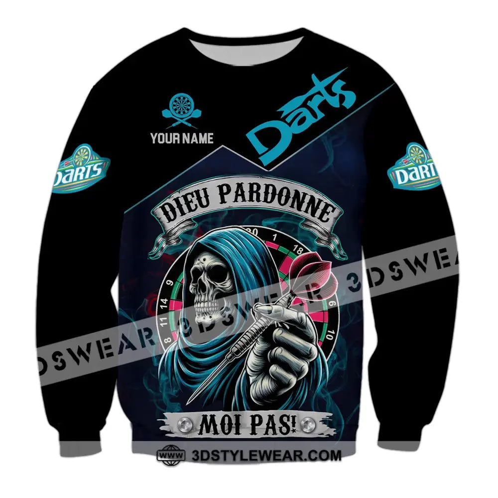 Unisex Shirt - Custom Name Darts Dieu Pardonne Moi Pas Long Sleeve / S T-Shirt