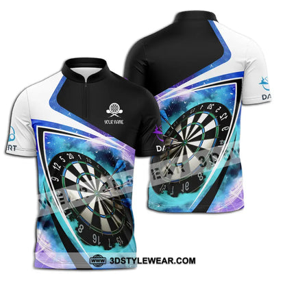 Unisex Shirt - Custom Name Darts Galaxy Zipper Polo / S T-Shirt