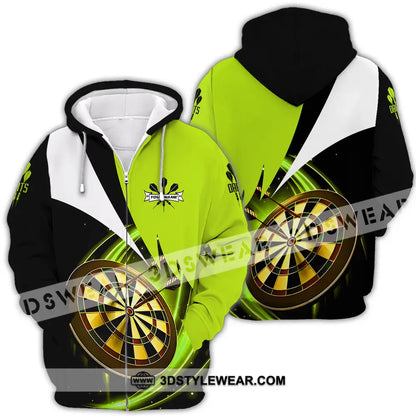 Unisex Shirt - Custom Name Darts Neon Zipper Hoodie / S T-Shirt