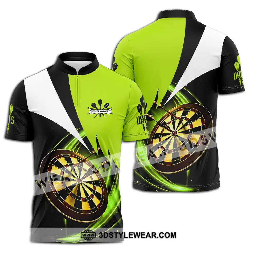 Unisex Shirt - Custom Name Darts Neon Zipper Polo / S T-Shirt