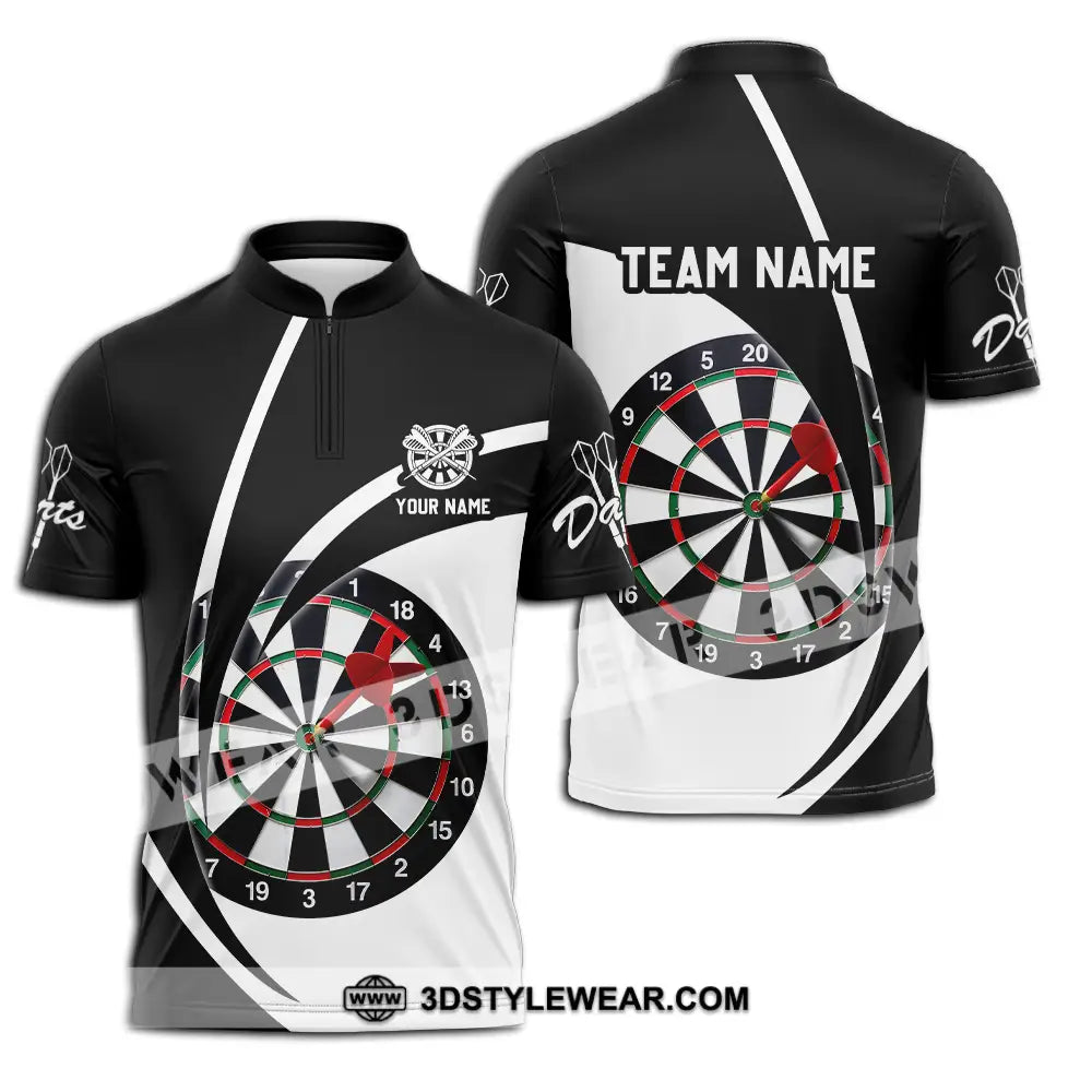 Unisex Shirt - Custom Name Darts Player Classic Color Zipper Polo / S T-Shirt