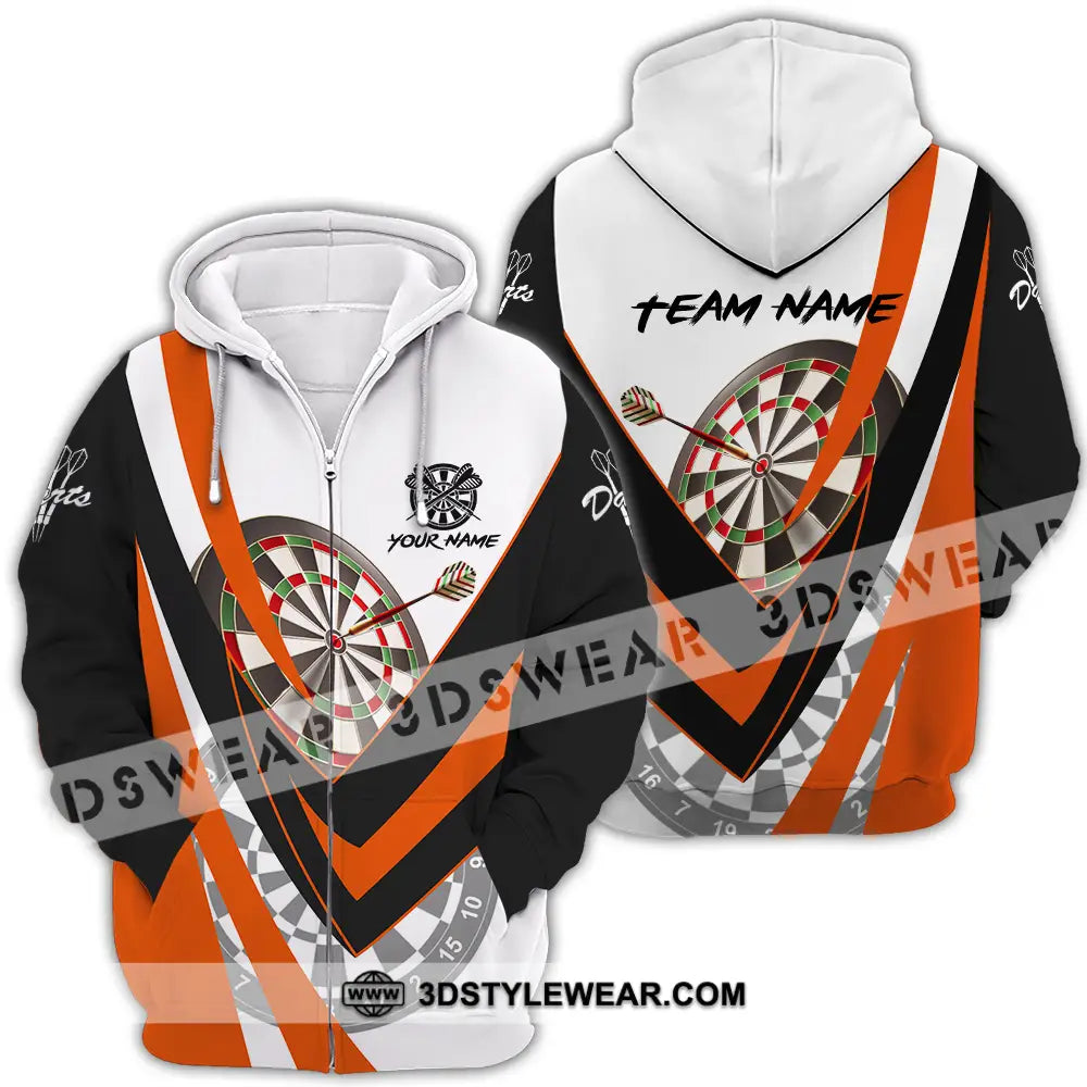 Unisex Shirt - Custom Name Darts Player Orange Color Classic Zipper Hoodie / S T-Shirt