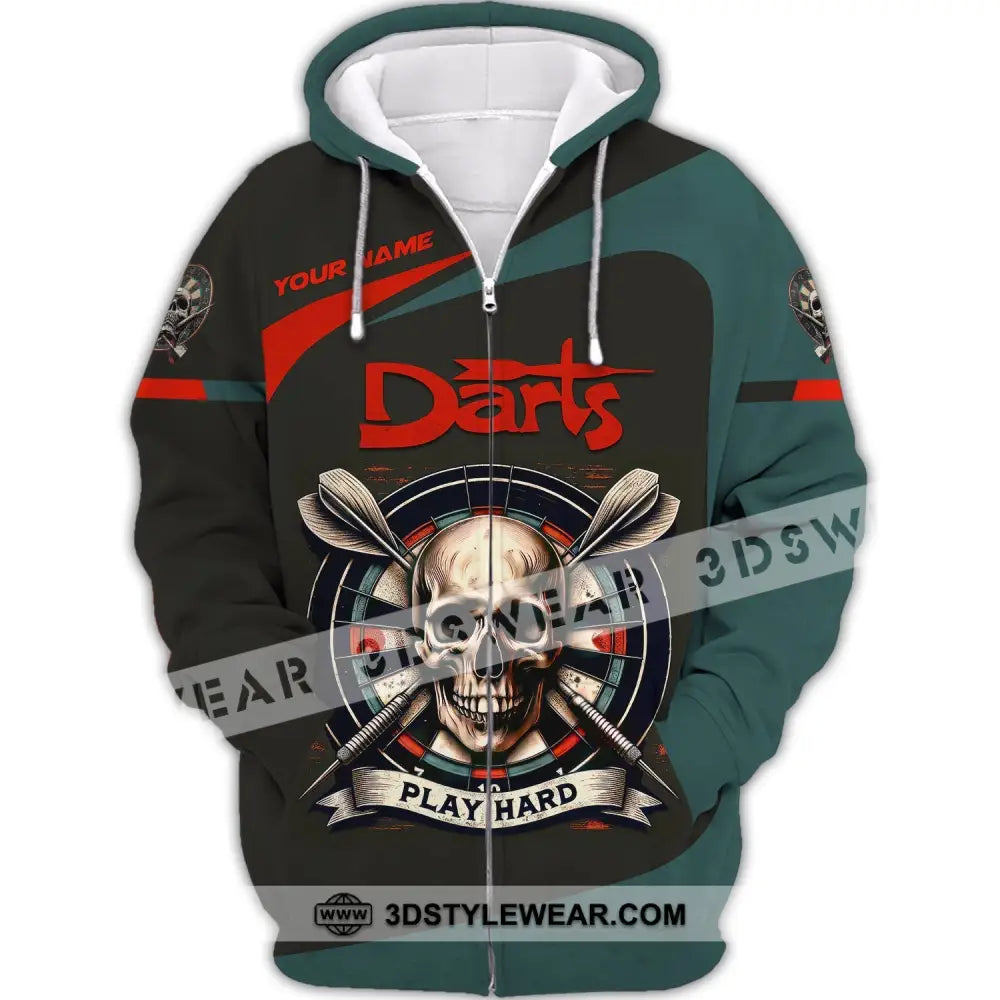 Unisex Shirt Custom Name Darts Polo Long Sleeve Lover Gift Zipper Hoodie / S T-Shirt