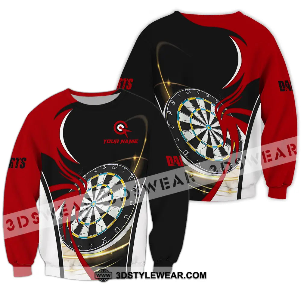 Unisex Shirt - Custom Name Darts Red Black White Long Sleeve / S T-Shirt