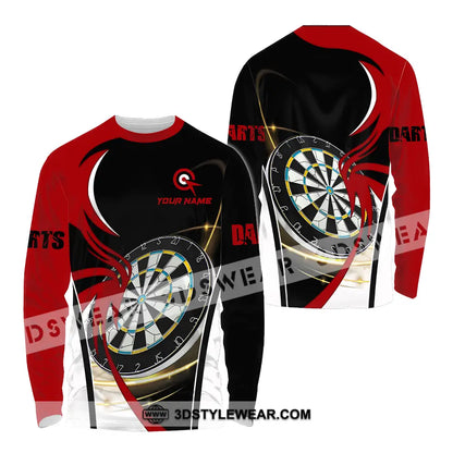 Unisex Shirt - Custom Name Darts Red Black White Long Sleeve / S T-Shirt