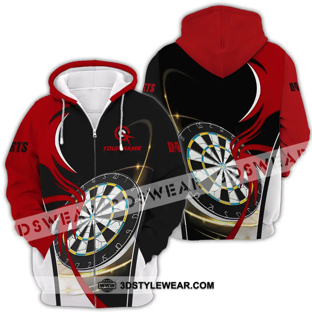 Unisex Shirt - Custom Name Darts Red Black White Zipper Hoodie / S T-Shirt