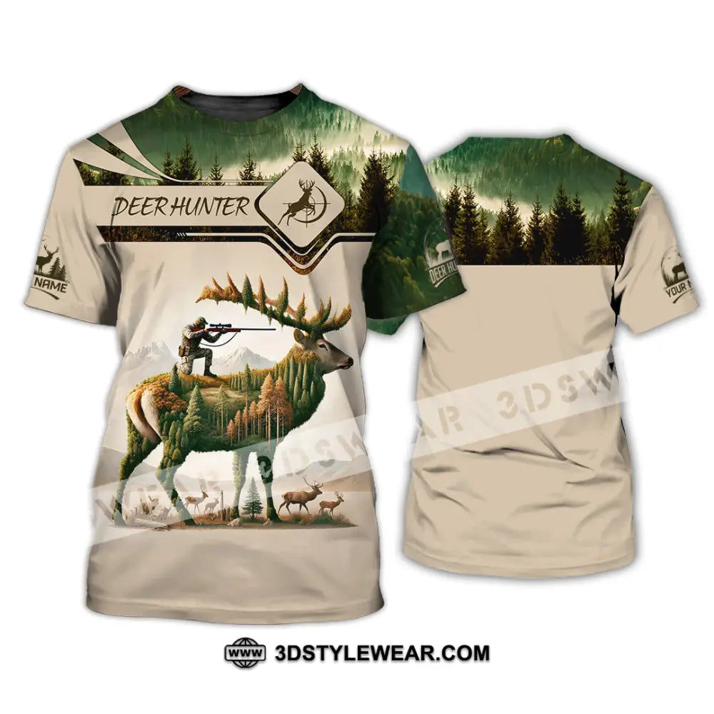 Unisex Shirt Custom Name Deer Hunter Hunting Polo Long Sleeve Animal T-Shirt / S T-Shirt