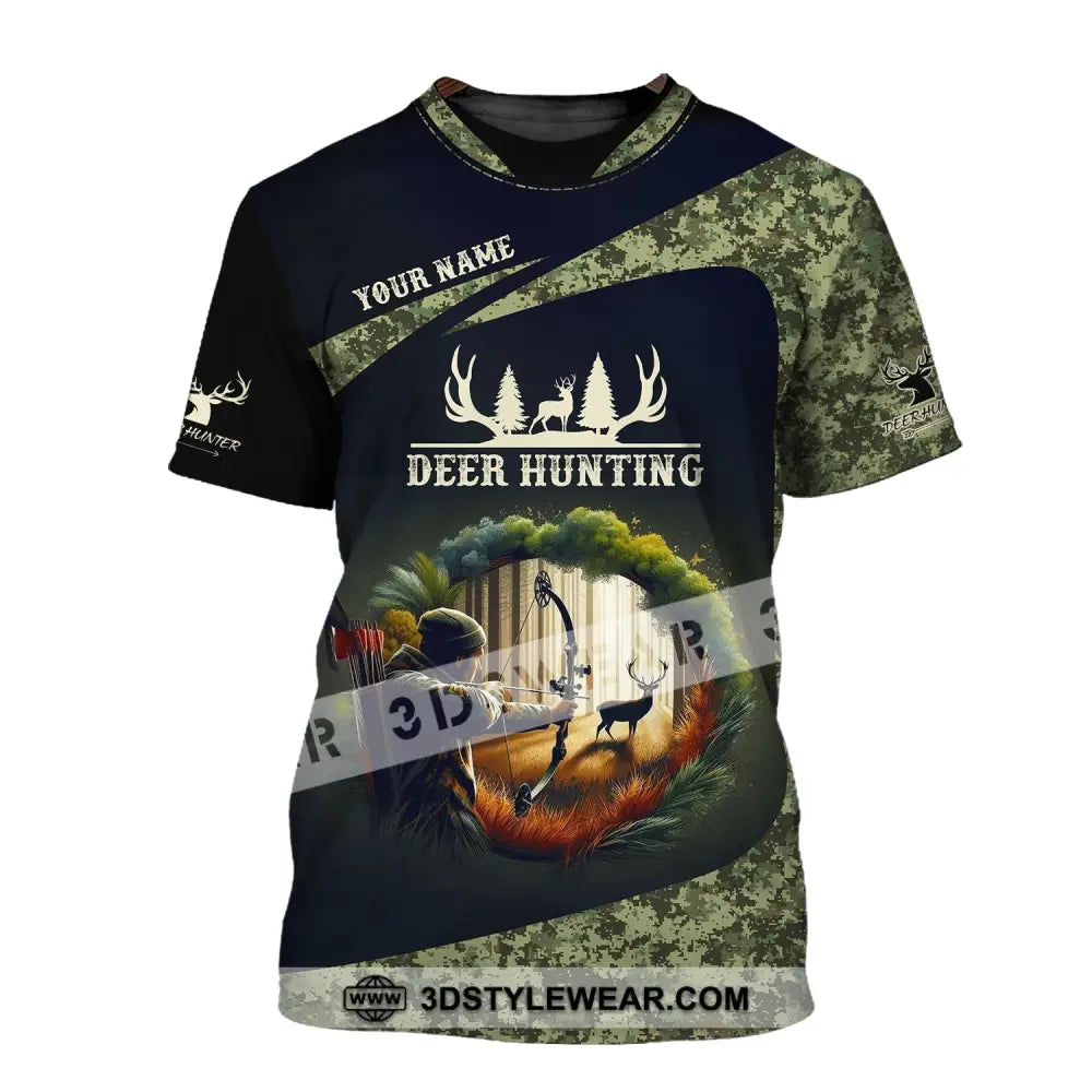 Unisex Shirt Custom Name Deer Hunter Hunting Polo Long Sleeve Animal T-Shirt / S