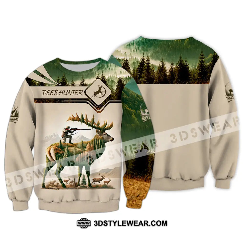 Unisex Shirt Custom Name Deer Hunter Hunting Polo Long Sleeve Animal T-Shirt / S T-Shirt