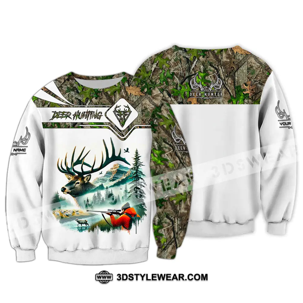 Unisex Shirt Custom Name Deer Hunter Hunting Polo Long Sleeve Animal T-Shirt / S T-Shirt