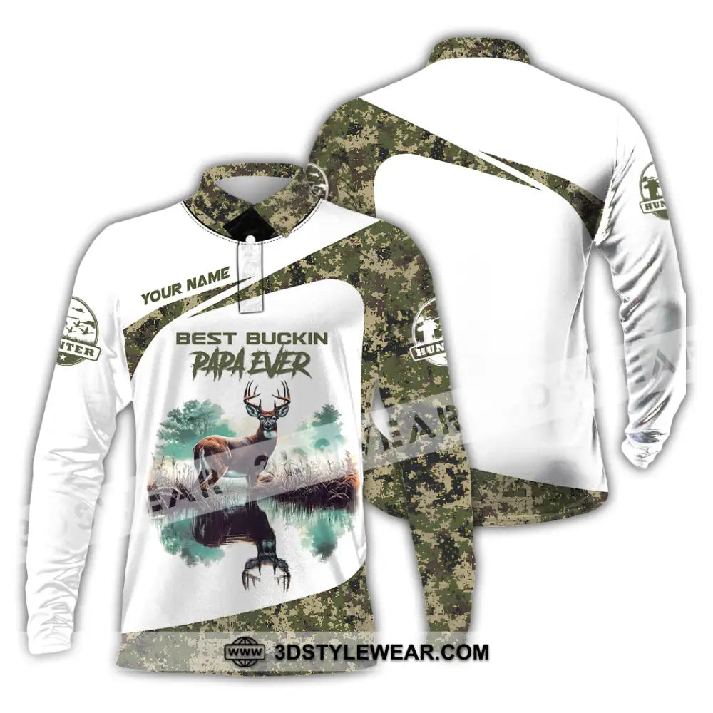 Unisex Shirt Custom Name Deer Hunter Hunting Polo Long Sleeve Animal T-Shirt / S T-Shirt