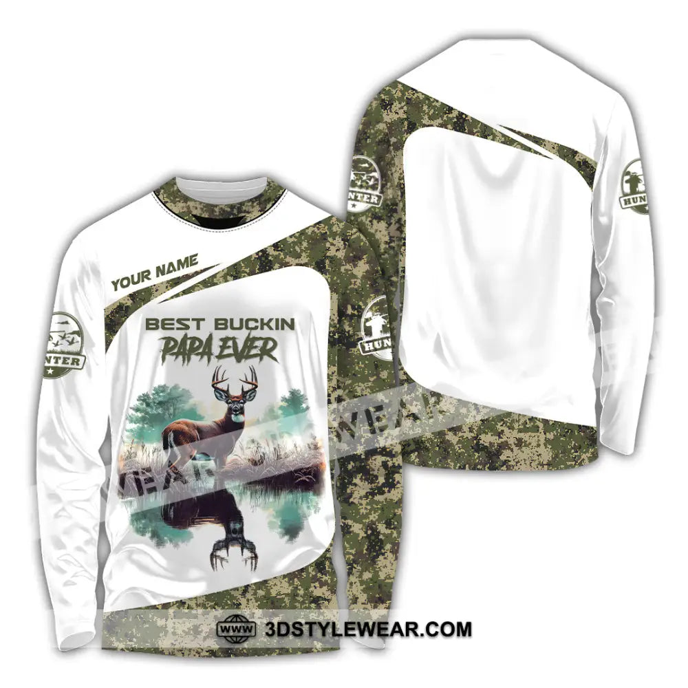 Unisex Shirt Custom Name Deer Hunter Hunting Polo Long Sleeve Animal T-Shirt / S T-Shirt