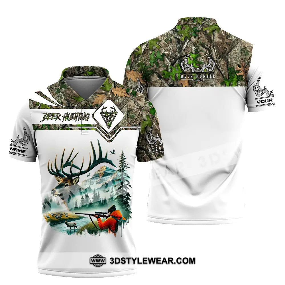 Unisex Shirt Custom Name Deer Hunter Hunting Polo Long Sleeve Animal T-Shirt / S T-Shirt