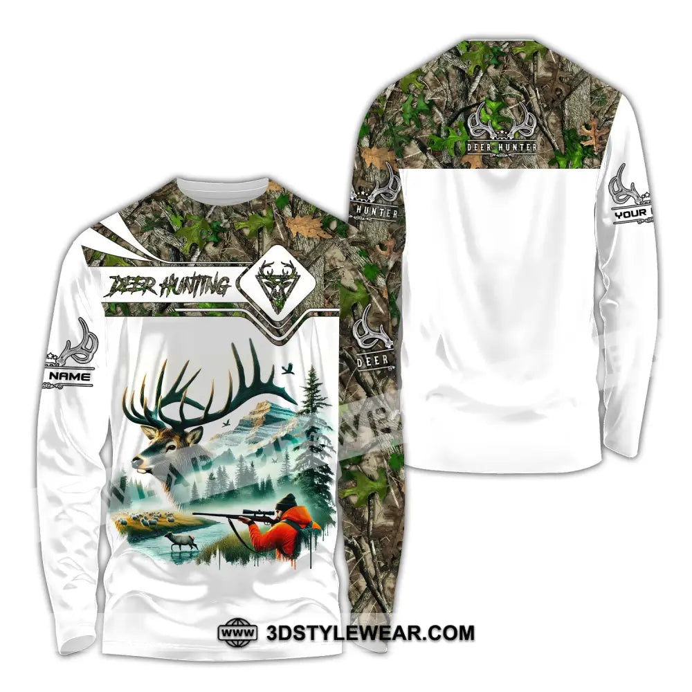 Unisex Shirt Custom Name Deer Hunter Hunting Polo Long Sleeve Animal T-Shirt / S T-Shirt