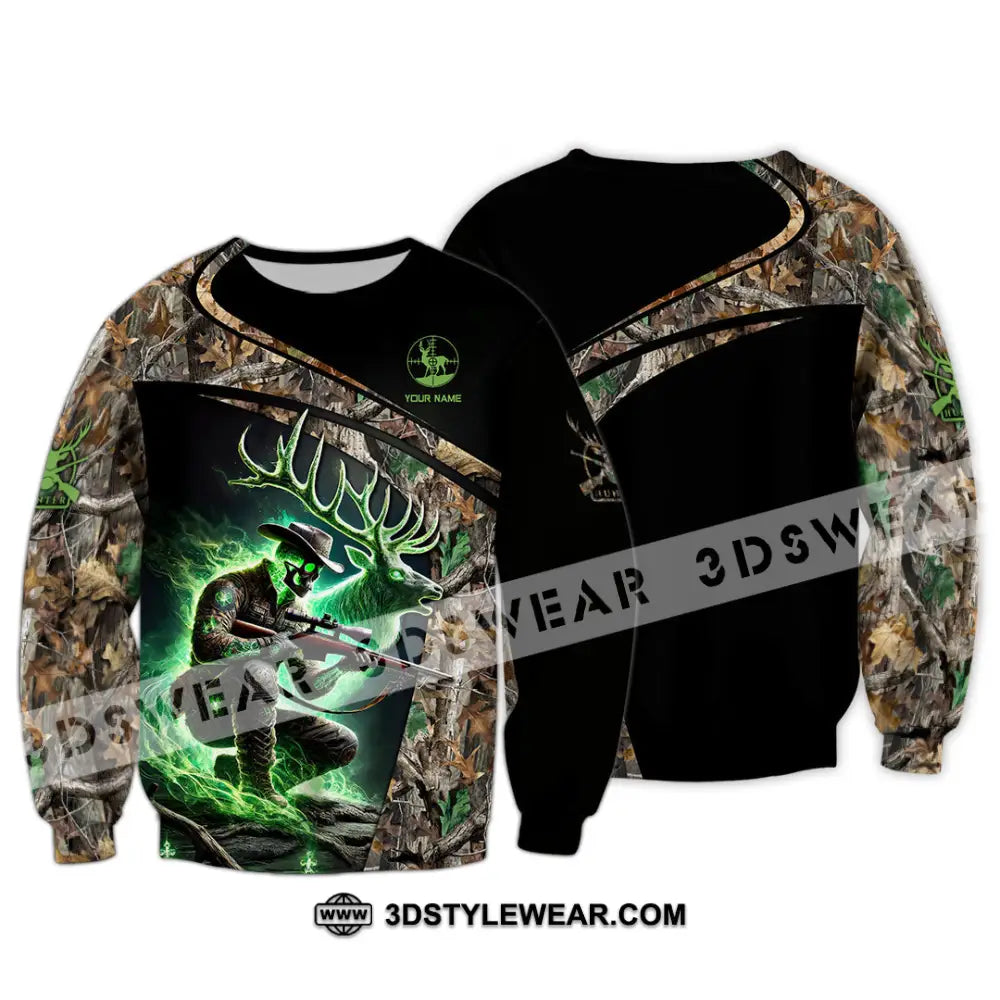 Unisex Shirt Custom Name Deer Hunting Hunter Gift Long Sleeve / S T-Shirt