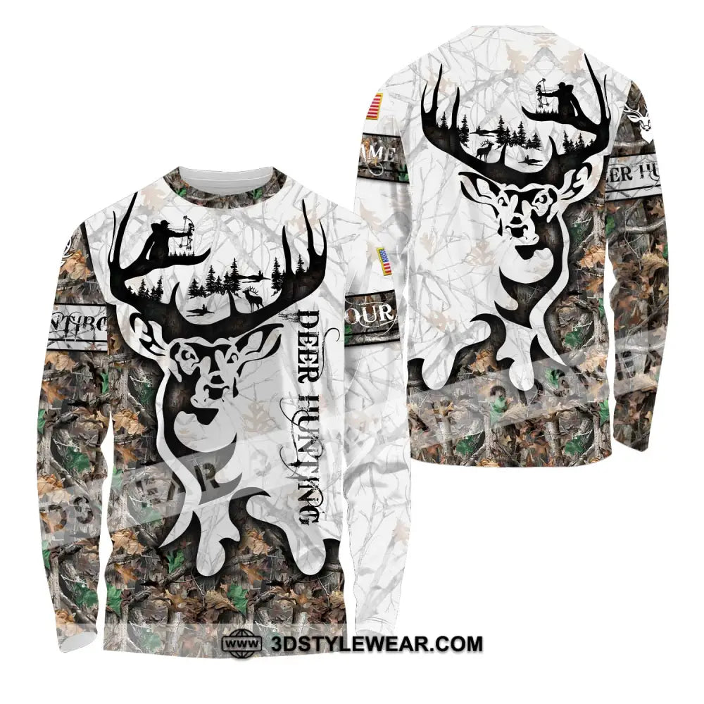 Unisex Shirt - Custom Name Deer Hunting Long Sleeve / S T-Shirt
