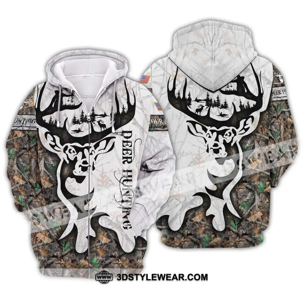 Unisex Shirt - Custom Name Deer Hunting Zipper Hoodie / S T-Shirt