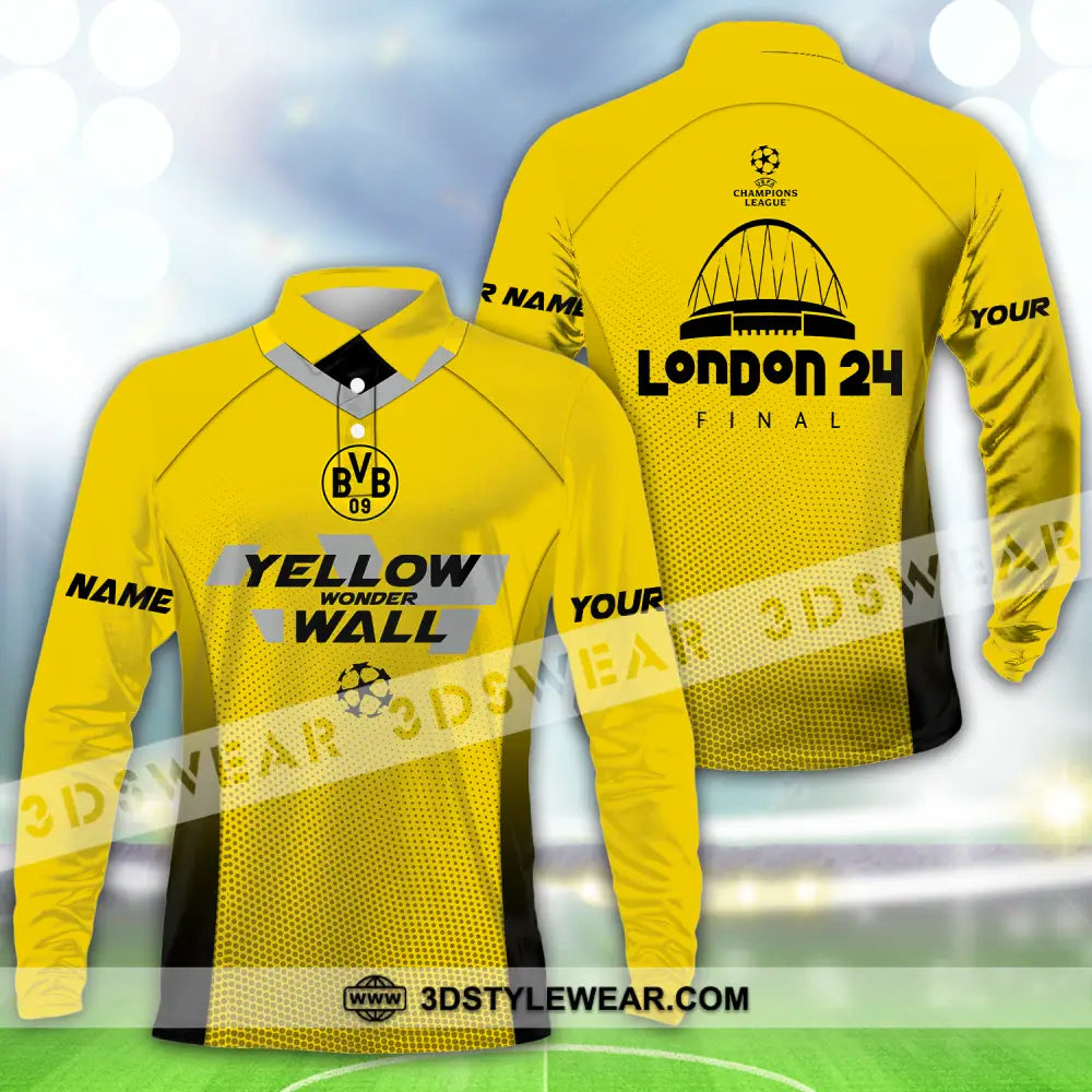 Unisex Shirt - Custom Name Der Bvb London 24 Final Champions League Long Sleeve Polo / S T-Shirt